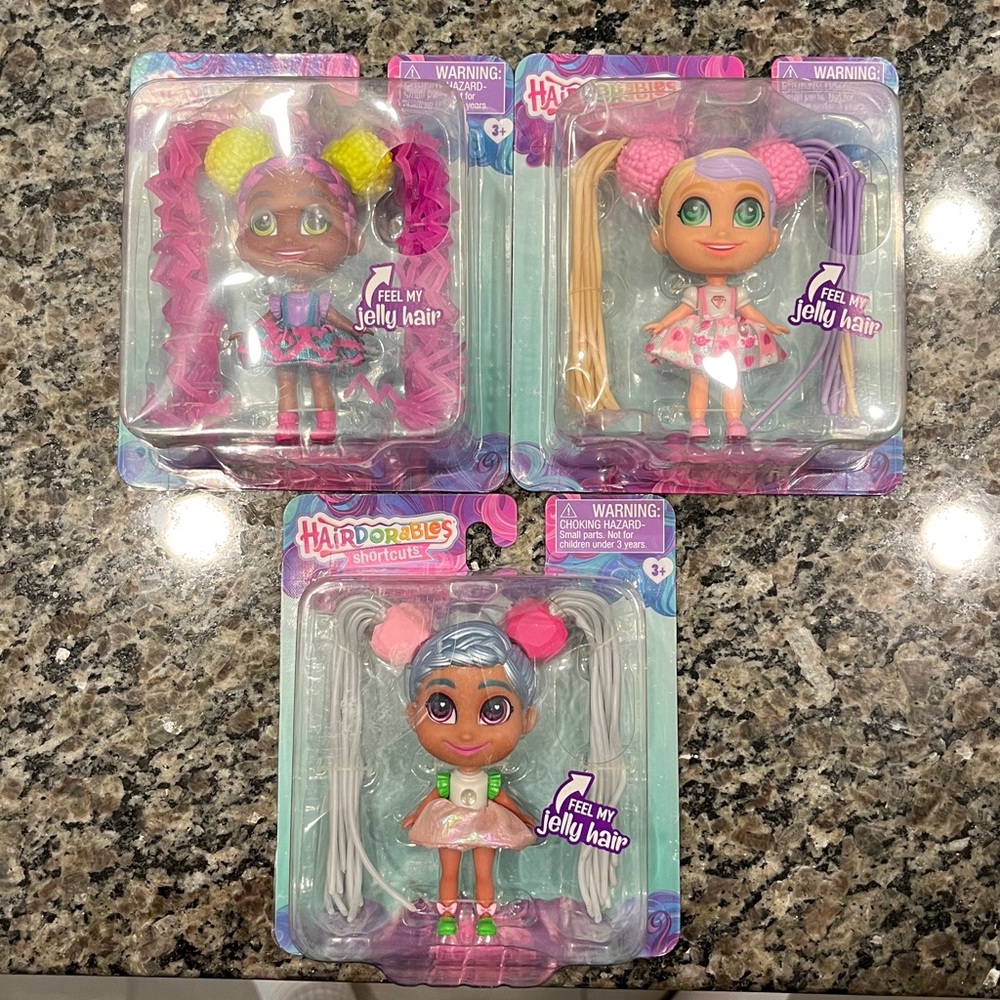Host pic 🔥New Hairdorables shortcuts lot of 3 Jelly Hair Dolls